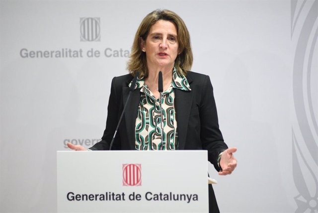 La vicepresidenta Teresa Ribera ofrece declaraciones tras la reunión sobre la sequía en Cataluña, en la Consellería de Acción Climática, a 5 de febrero de 2024, en Barcelona.