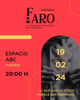 Cartel de la primera edición de los Premios Faro a la Excelencia Tecnológica en la Hospitality, impulsados por CoverManager.