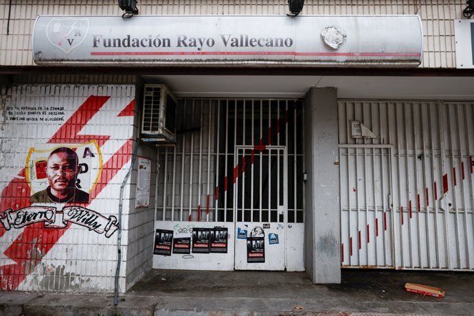 General view outside of the Estadio de Vallecas on February 07, 2024 in Madrid, Spain.
