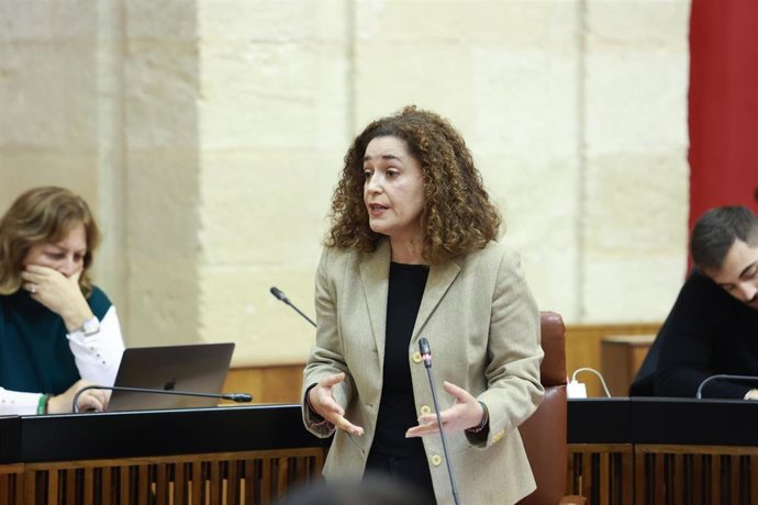 La portavoz del Grupo Por Andalucía, Inmaculada Nieto, en una imagen de archivo en el Pleno del Parlamento. 