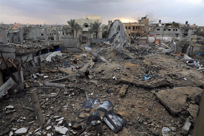 Escombros en la ciudad de Rafá, en el sur de la Franja de Gaza