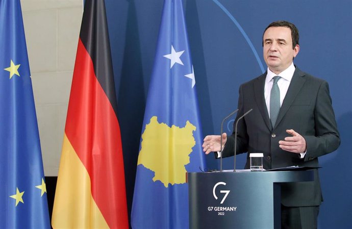 Archivo - El primer ministro de Kosovo, Albin Kurti, durante una visita a Alemania.