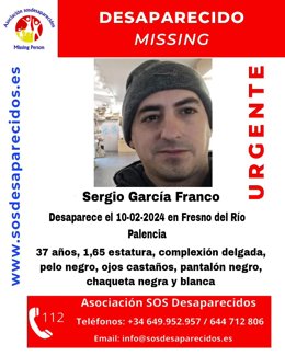 Aviso publicado por la asociación SOS Desaparecidos.