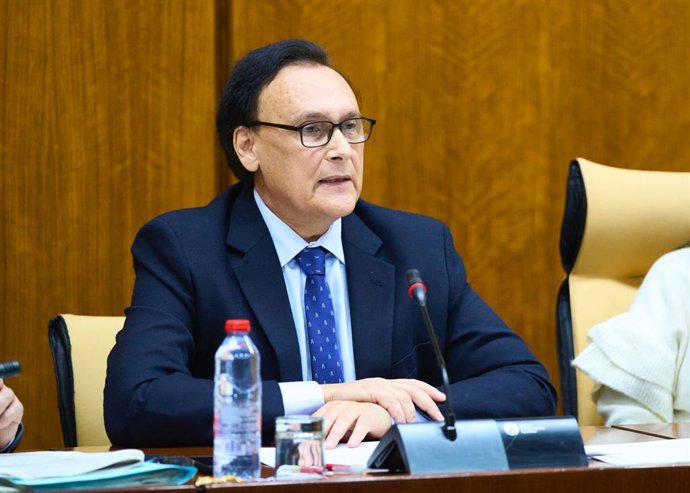 El consejero de Universidad, José Carlos Gómez Villamandos, en la comisión parlamentaria del 13 de febrero de 2024.
