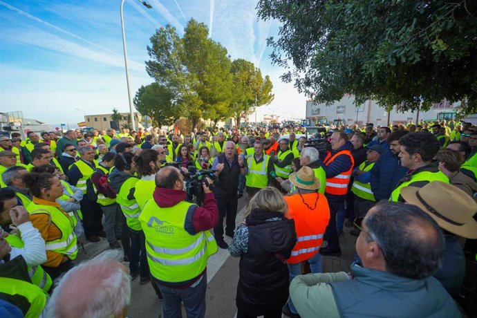 Cientos de agricultores en Carmona (Sevilla) en las protestas por la situación del campo
