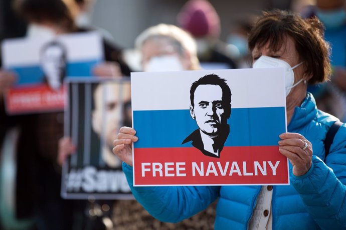 Archivo - Imatge d'arxiu d'una protesta a favor de l'alliberament d'Alexei Navalni