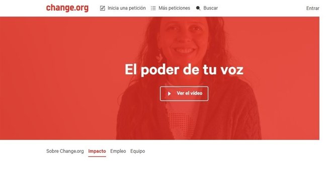 Página de inicio de Change.Org